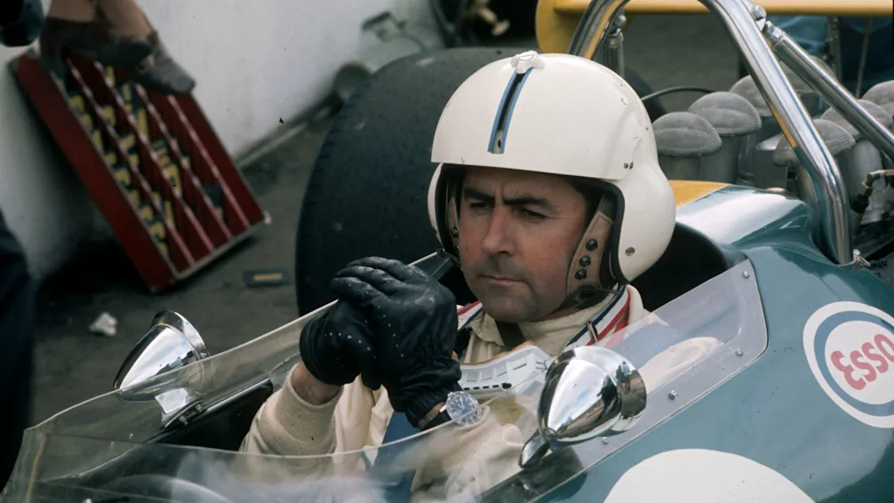 circa 1971:  Australian racing driver Jack Brabham behind the wheel at Brands Hatch.  (Photo by W.